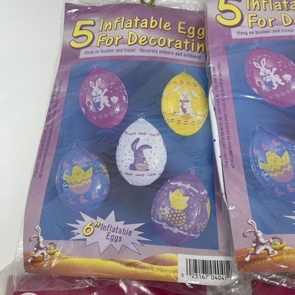 Lot Of 14 vintage EASTER EGG inflatable RABBIT Decoration NEW Toy Bundle - Picture 2 of 6